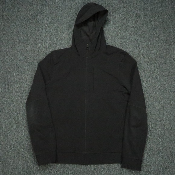 Lululemon Hoodie Mens Large Black Sojourn Full Zip Pockets Hooded